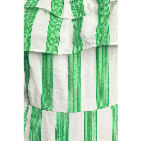 NWT Lulus Persephone White & Green Striped Off the Shoulder Ruffle Dress Size S - Picture 6 of 16